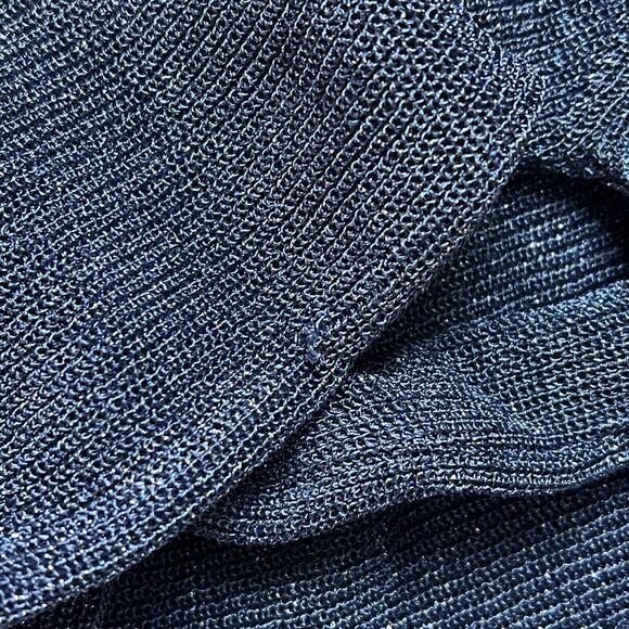 MNG by Mango Blue Shimmer Knit Sweater Pullover V Neck Size Xtra Small Sparkle - Picture 4 of 5